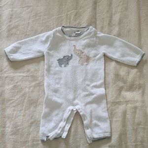 Janie and Jack Knit One-Piece with Elephant Embroidery | 0-3M